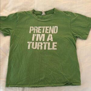 Green 'Pretend I'm a Turtle' T-Shirt. Kids Medium